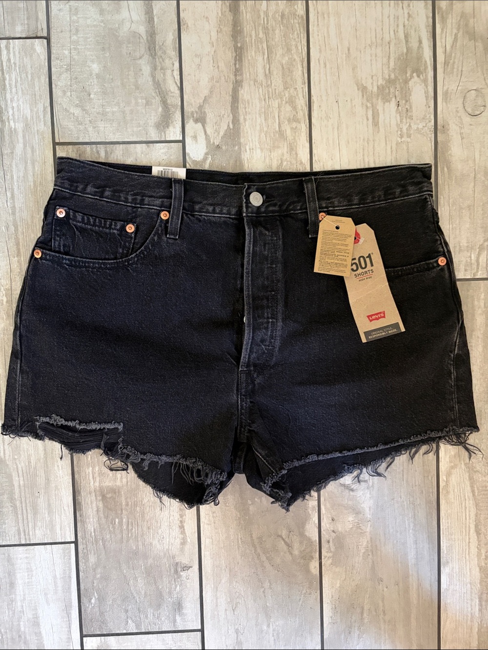 Levi's Black Distressed Cutoff Jean Shorts